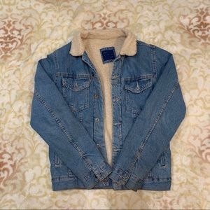 Sherpa Lined Denim Jacket - Size L - Zara